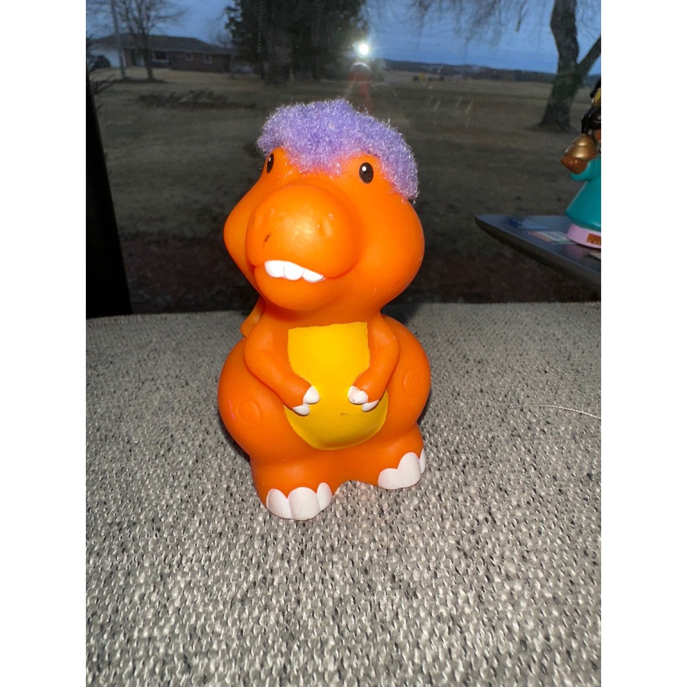 Fisher-Price Little People Orange Dinosaur Purple Fuzzy Hair Figure 2006 Mattel
